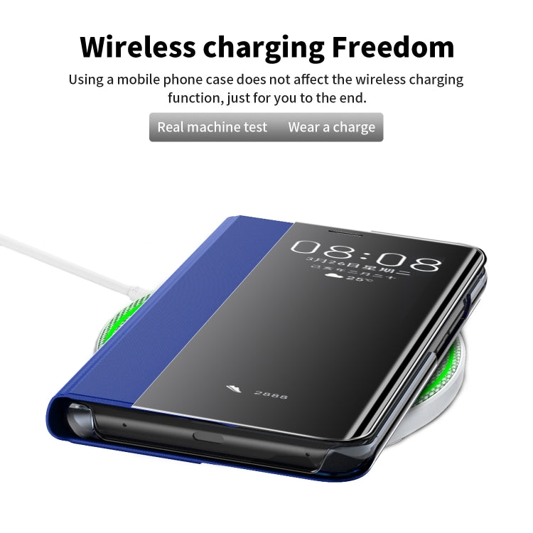 For Huawei P40 Pro Side Display Magnetic Horizontal Flip Plain Texture Cloth + PC Case with Holder & Sleep / Wake-up Function