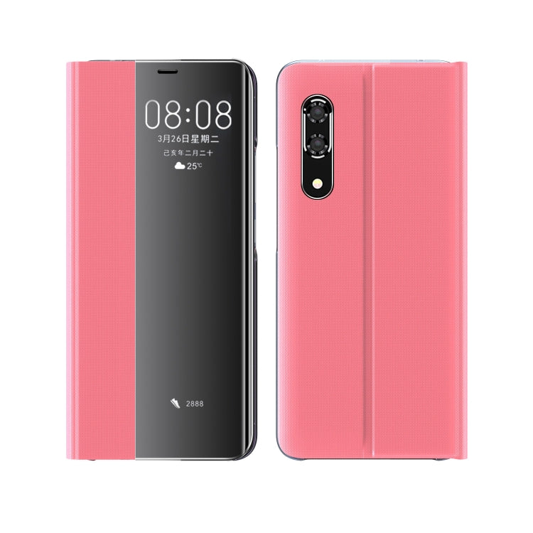 For Huawei P30 Side Window Display Comes With Hibernation/Bracket Function Plain Cloth Without Flip To Answer The Phone Case