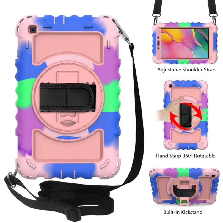 For Samsung Galaxy Tab A 8.0 2019 T290 / T295 360 Degree Rotation PC + Silicone Shockproof Combination Case with Holder & Hand Grip Strap & Neck Strap