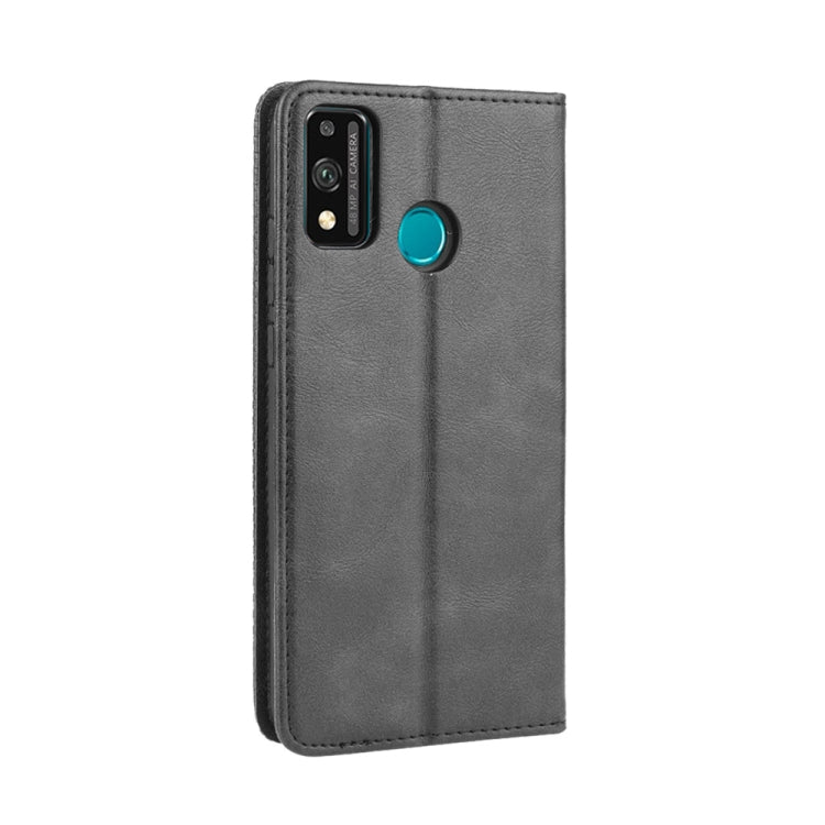 For Huawei Honor 9X Lite Magnetic Buckle Retro Crazy Horse Texture Horizontal Flip Leather Case , with Holder & Card Slots & Photo Frame