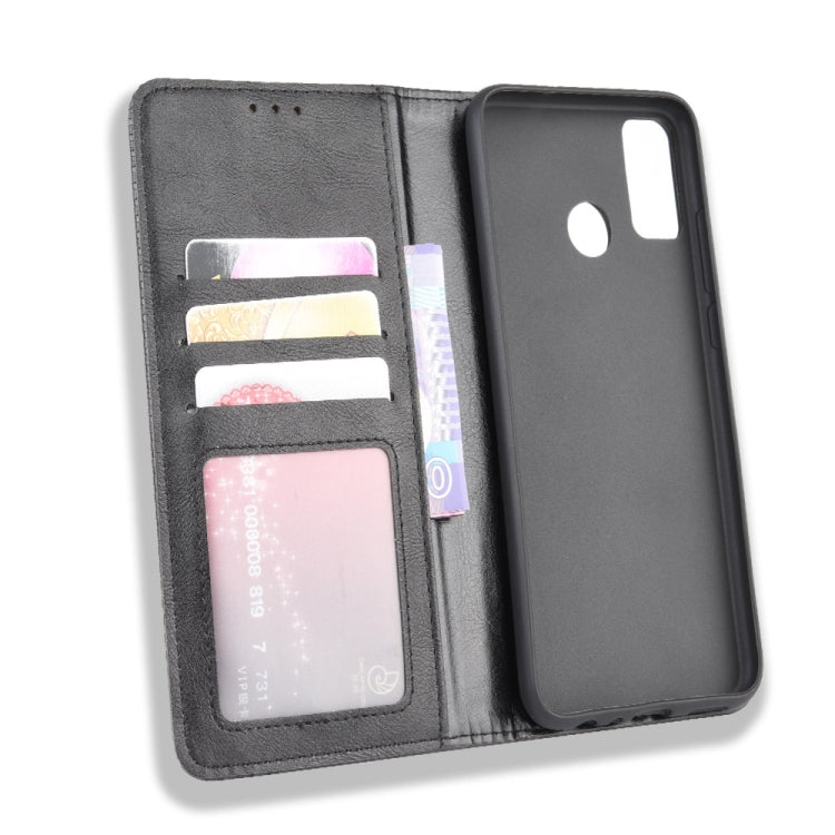 For Huawei Honor 9X Lite Magnetic Buckle Retro Crazy Horse Texture Horizontal Flip Leather Case , with Holder & Card Slots & Photo Frame