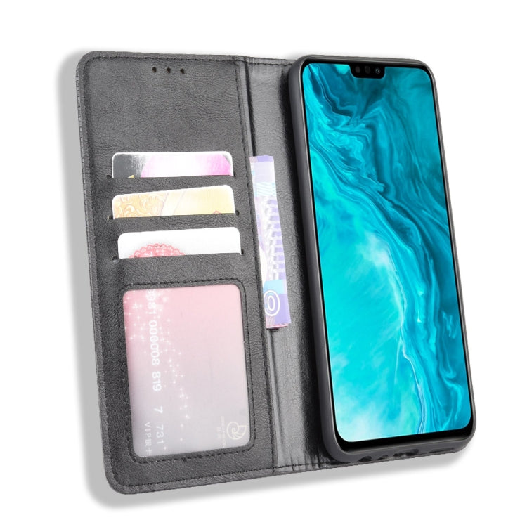 For Huawei Honor 9X Lite Magnetic Buckle Retro Crazy Horse Texture Horizontal Flip Leather Case , with Holder & Card Slots & Photo Frame