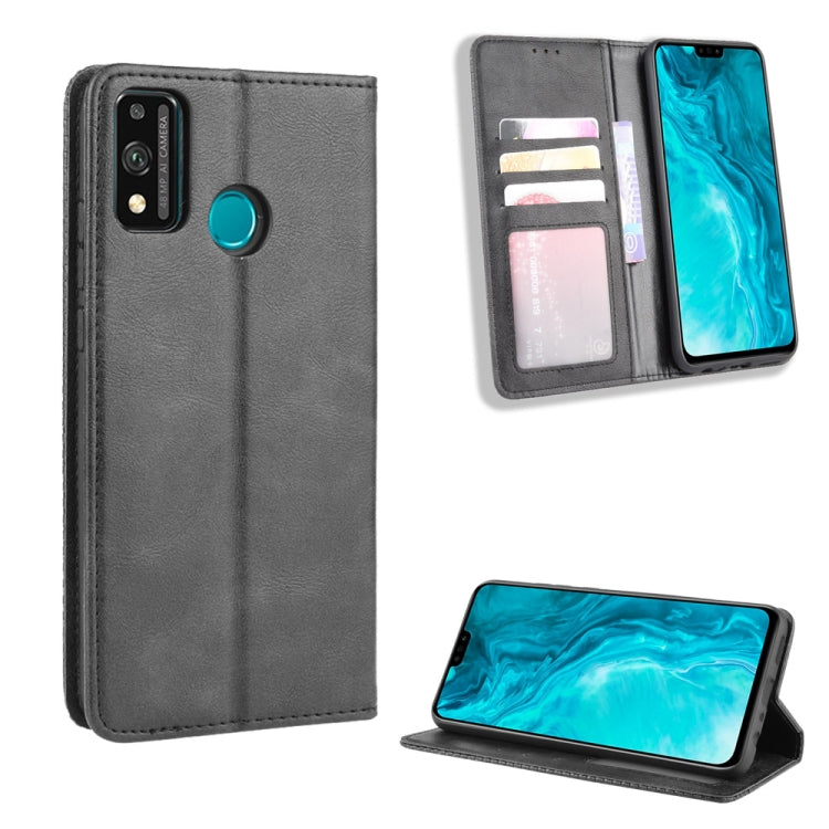 For Huawei Honor 9X Lite Magnetic Buckle Retro Crazy Horse Texture Horizontal Flip Leather Case , with Holder & Card Slots & Photo Frame