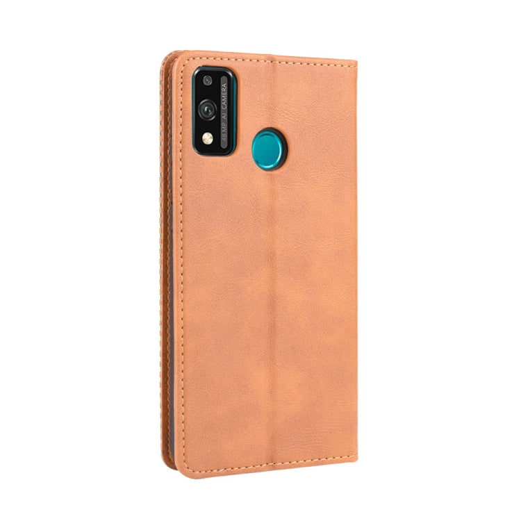 For Huawei Honor 9X Lite Magnetic Buckle Retro Crazy Horse Texture Horizontal Flip Leather Case , with Holder & Card Slots & Photo Frame