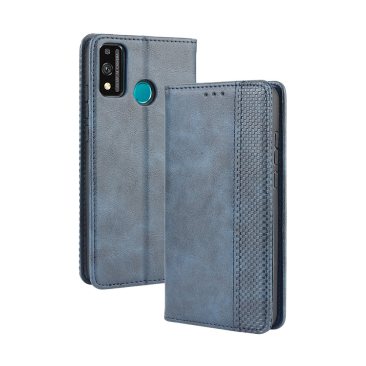For Huawei Honor 9X Lite Magnetic Buckle Retro Crazy Horse Texture Horizontal Flip Leather Case , with Holder & Card Slots & Photo Frame