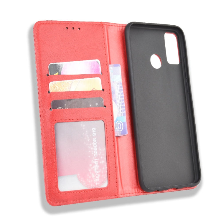 For Huawei Honor 9X Lite Magnetic Buckle Retro Crazy Horse Texture Horizontal Flip Leather Case , with Holder & Card Slots & Photo Frame