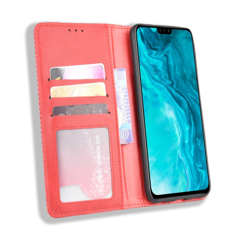 For Huawei Honor 9X Lite Magnetic Buckle Retro Crazy Horse Texture Horizontal Flip Leather Case , with Holder & Card Slots & Photo Frame