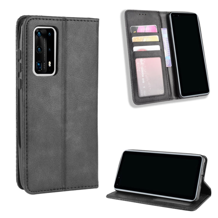 For Huawei P40 Pro+/P40 Pro Plus Magnetic Buckle Retro Crazy Horse Texture Horizontal Flip Leather Case , with Holder & Card Slots & Photo Frame