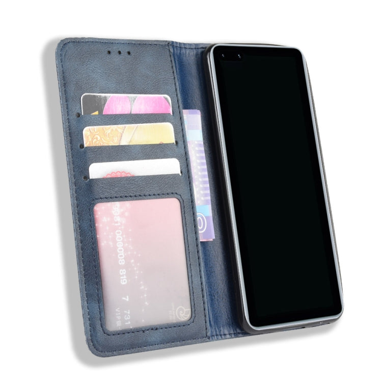 For Huawei P40 Pro+/P40 Pro Plus Magnetic Buckle Retro Crazy Horse Texture Horizontal Flip Leather Case , with Holder & Card Slots & Photo Frame