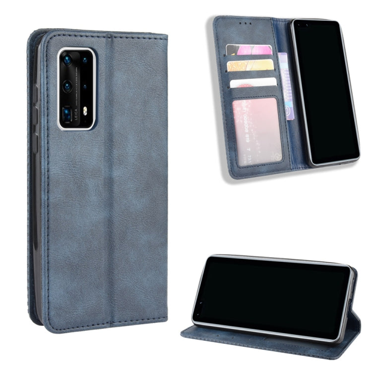 For Huawei P40 Pro+/P40 Pro Plus Magnetic Buckle Retro Crazy Horse Texture Horizontal Flip Leather Case , with Holder & Card Slots & Photo Frame