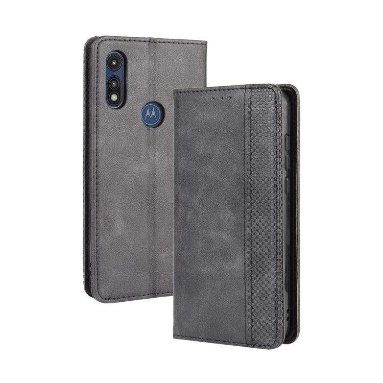 For Motorola Moto E (2020) Magnetic Buckle Retro Crazy Horse Texture Horizontal Flip Leather Case , with Holder & Card Slots & Photo Frame