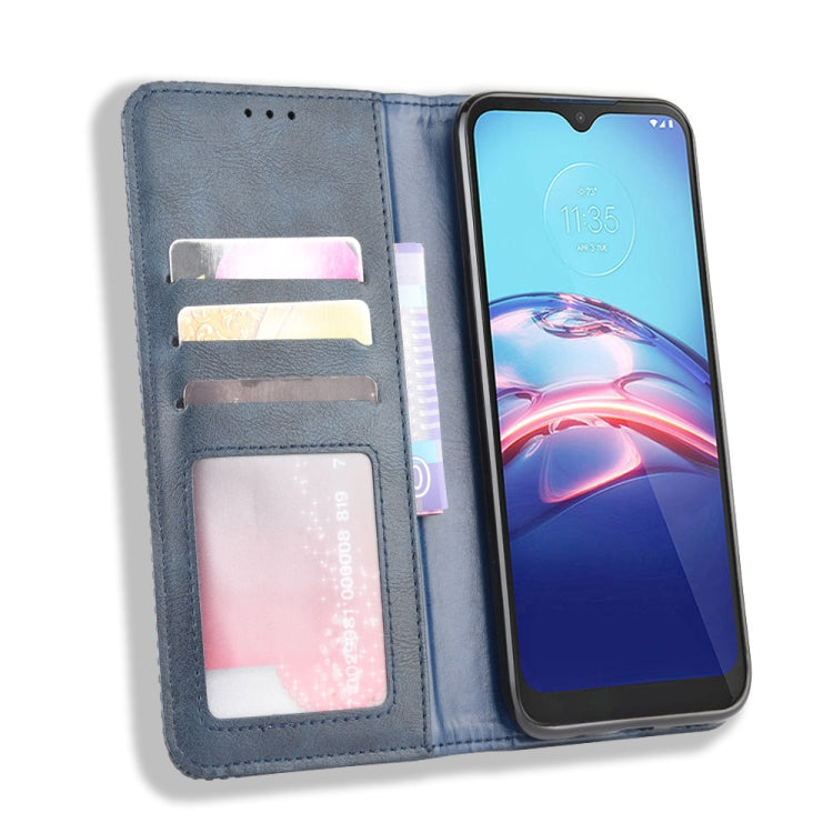 For Motorola Moto E (2020) Magnetic Buckle Retro Crazy Horse Texture Horizontal Flip Leather Case , with Holder & Card Slots & Photo Frame