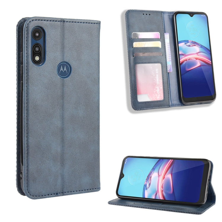 For Motorola Moto E (2020) Magnetic Buckle Retro Crazy Horse Texture Horizontal Flip Leather Case , with Holder & Card Slots & Photo Frame