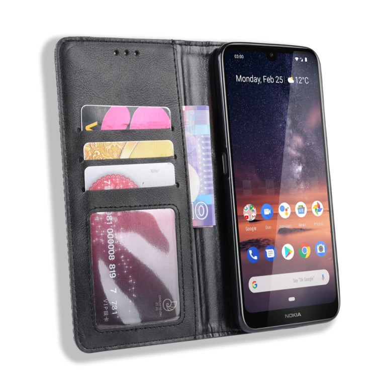Magnetic Buckle Retro Crazy Horse Texture Horizontal Flip Leather Case for Nokia 3.2, with Holder & Card Slots & Photo Frame