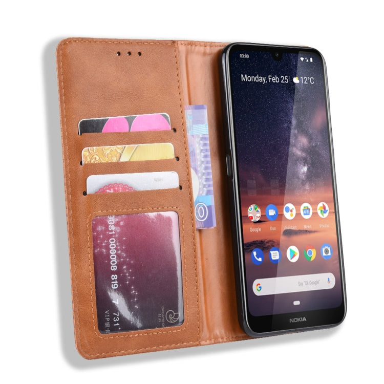 Magnetic Buckle Retro Crazy Horse Texture Horizontal Flip Leather Case for Nokia 3.2, with Holder & Card Slots & Photo Frame