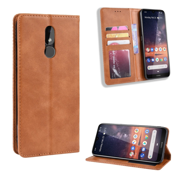 Magnetic Buckle Retro Crazy Horse Texture Horizontal Flip Leather Case for Nokia 3.2, with Holder & Card Slots & Photo Frame