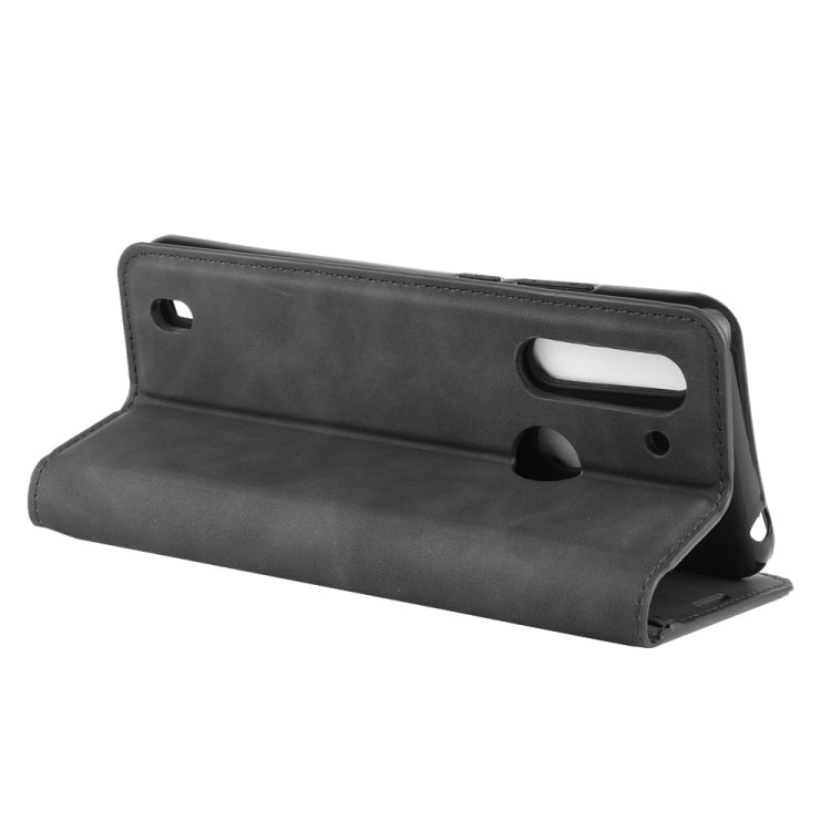 For Motorola Moto G8 Power Lite Retro-skin Business Magnetic Suction Leather Case with Holder & Card Slots & Wallet