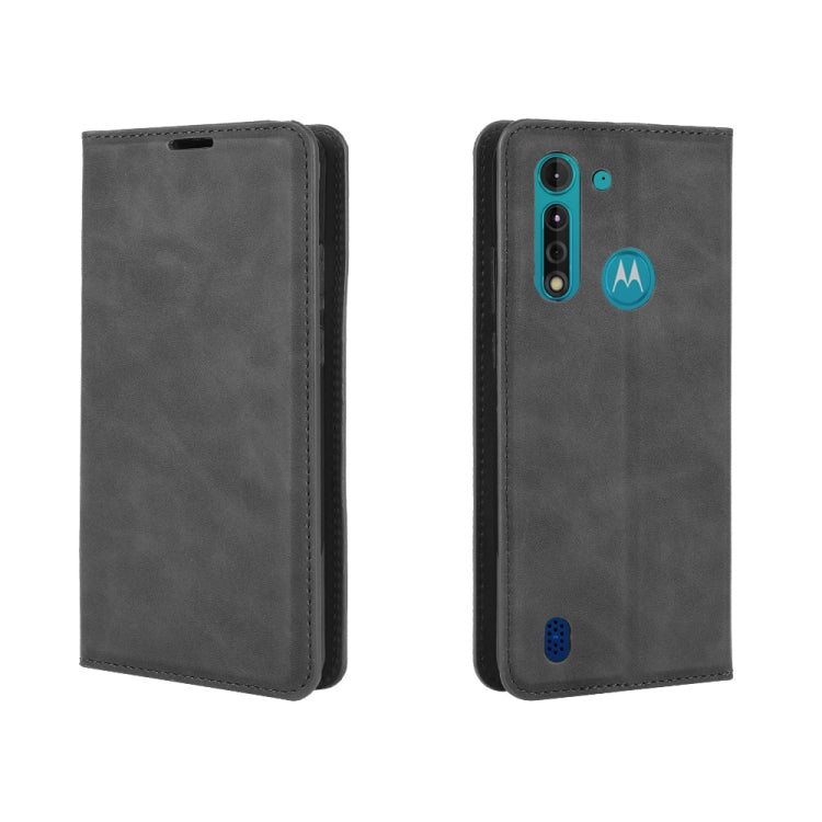 For Motorola Moto G8 Power Lite Retro-skin Business Magnetic Suction Leather Case with Holder & Card Slots & Wallet