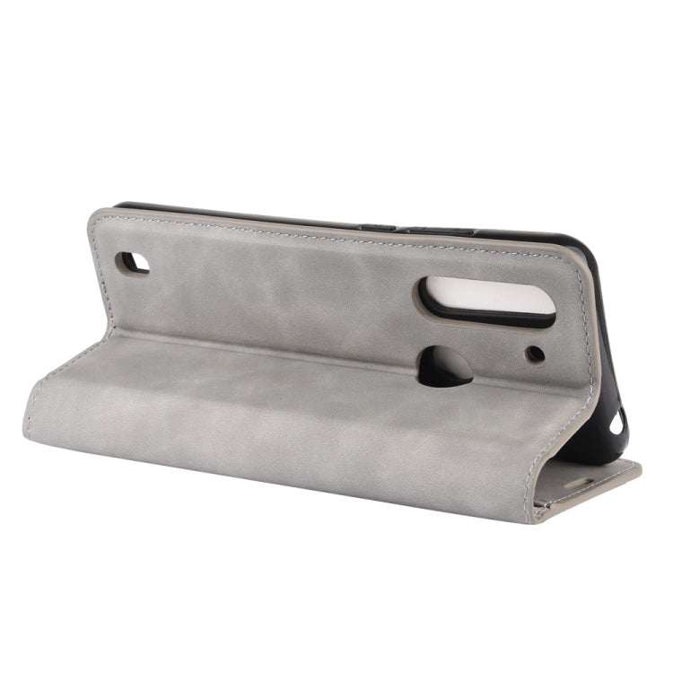 For Motorola Moto G8 Power Lite Retro-skin Business Magnetic Suction Leather Case with Holder & Card Slots & Wallet