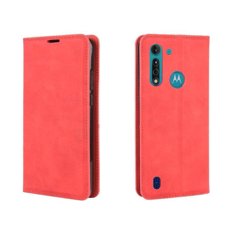 For Motorola Moto G8 Power Lite Retro-skin Business Magnetic Suction Leather Case with Holder & Card Slots & Wallet