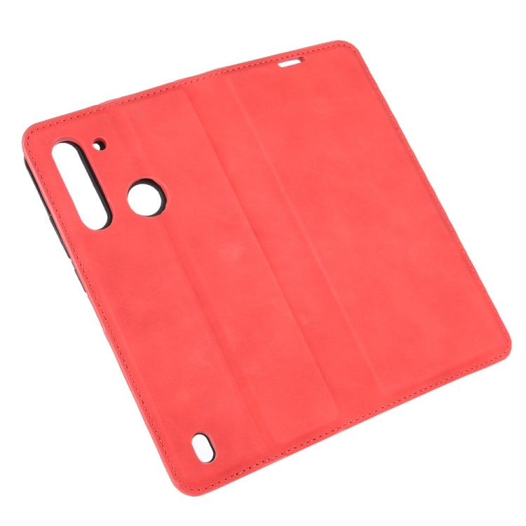 For Motorola Moto G8 Power Lite Retro-skin Business Magnetic Suction Leather Case with Holder & Card Slots & Wallet