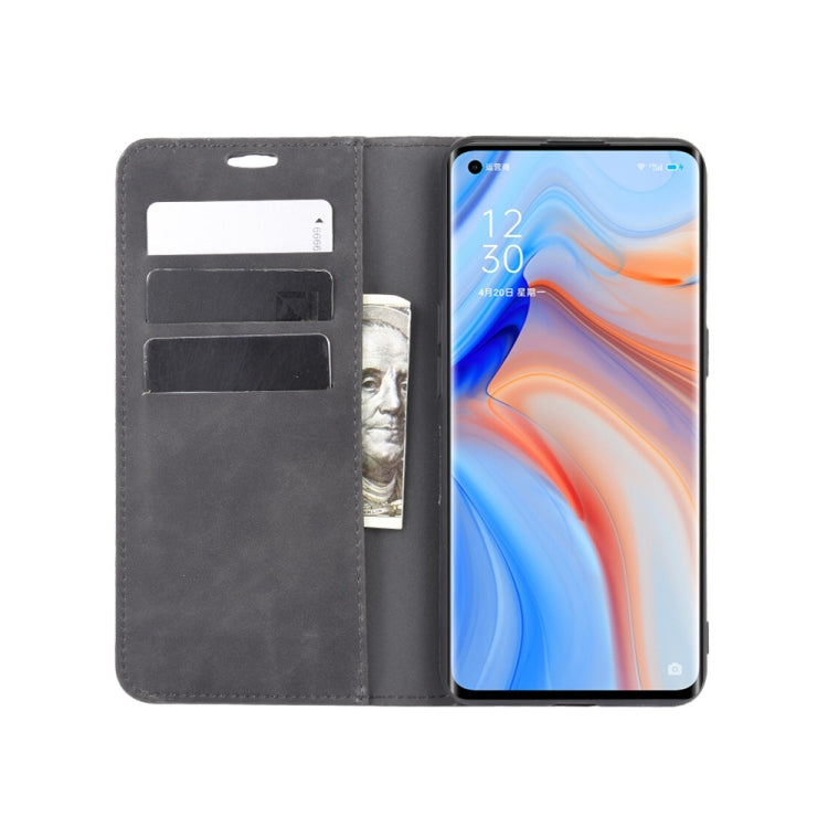 For OPPO Reno 4 Pro 5G Retro-skin Business Magnetic Suction Leather Case with Holder & Card Slots & Wallet