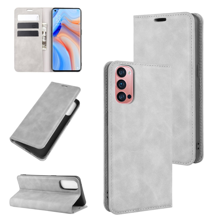 For OPPO Reno 4 Pro 5G Retro-skin Business Magnetic Suction Leather Case with Holder & Card Slots & Wallet