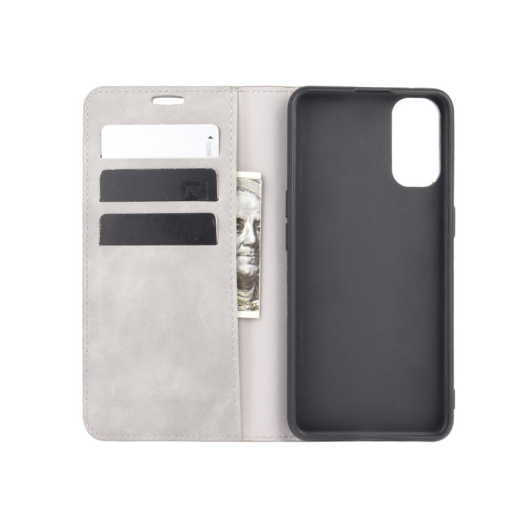For OPPO Reno 4 5G Retro-skin Business Magnetic Suction Leather Case with Holder & Card Slots & Wallet