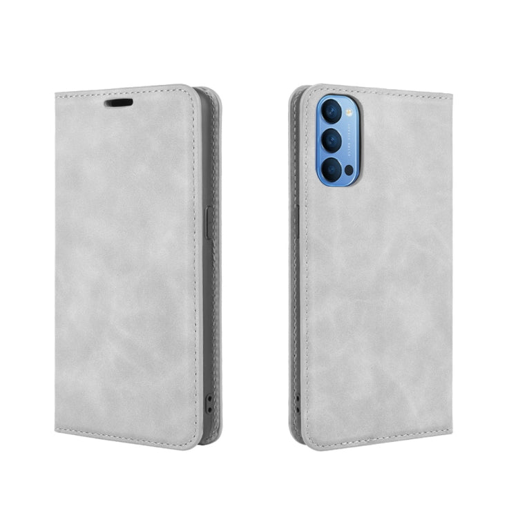 For OPPO Reno 4 5G Retro-skin Business Magnetic Suction Leather Case with Holder & Card Slots & Wallet