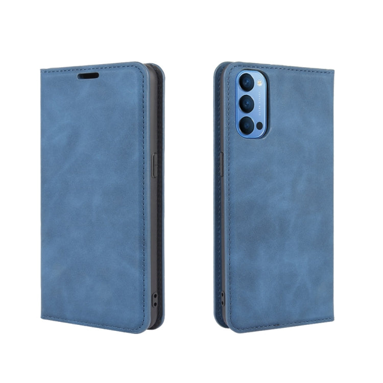 For OPPO Reno 4 5G Retro-skin Business Magnetic Suction Leather Case with Holder & Card Slots & Wallet