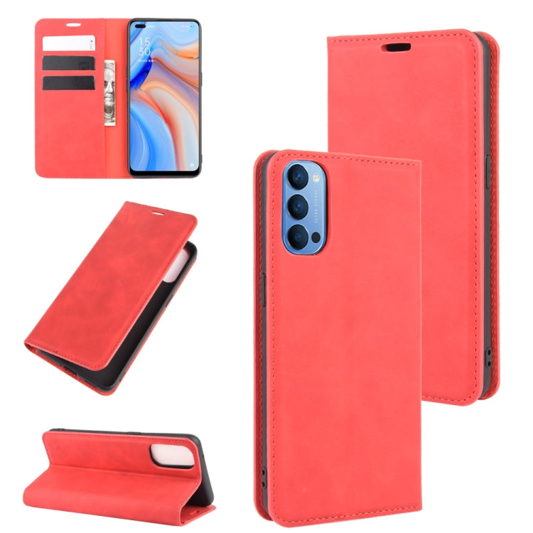 For OPPO Reno 4 5G Retro-skin Business Magnetic Suction Leather Case with Holder & Card Slots & Wallet