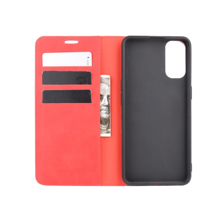 For OPPO Reno 4 5G Retro-skin Business Magnetic Suction Leather Case with Holder & Card Slots & Wallet