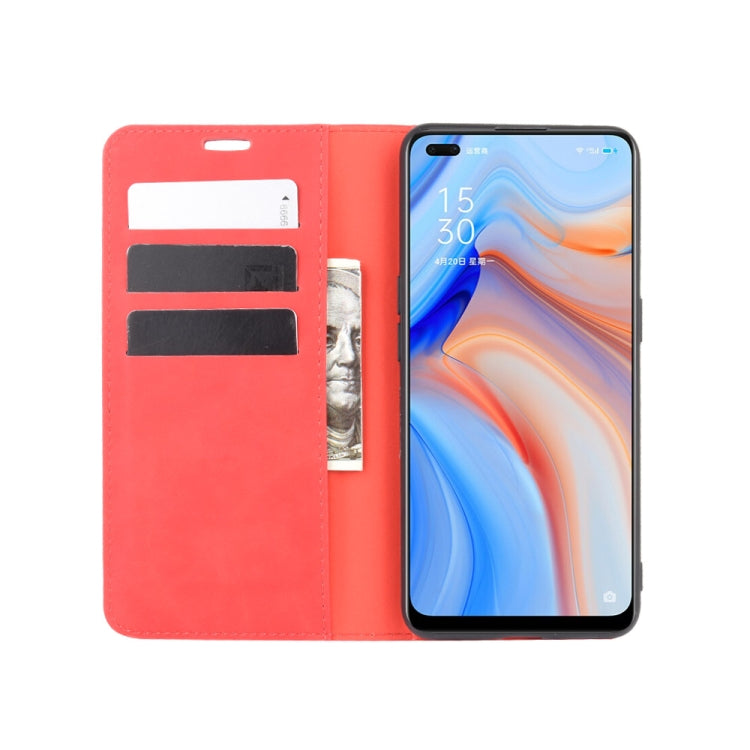 For OPPO Reno 4 5G Retro-skin Business Magnetic Suction Leather Case with Holder & Card Slots & Wallet
