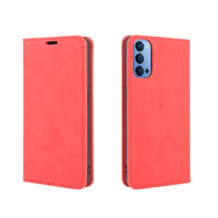 For OPPO Reno 4 5G Retro-skin Business Magnetic Suction Leather Case with Holder & Card Slots & Wallet