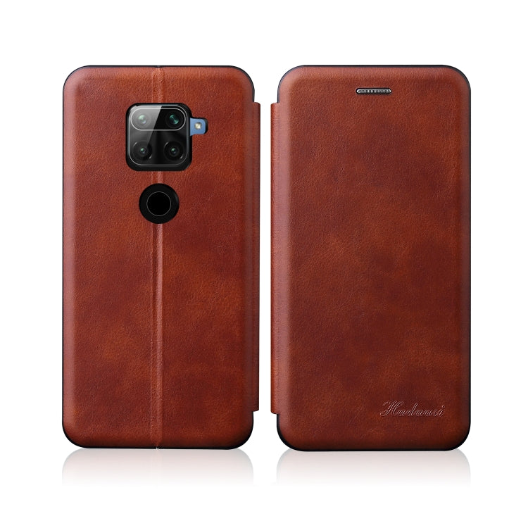 For Xiaomi Redmi Note 9 /10X 4G Integrated Electricity Pressing Retro Texture Magnetic TPU+PU Leather Case with Card Slot & Holder
