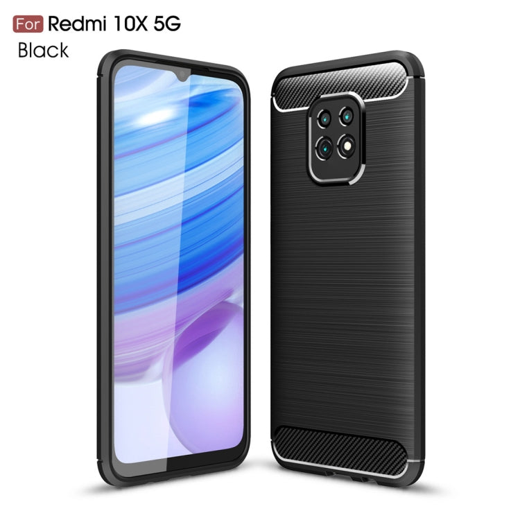 For Xiaomi Redmi 10X 5G Brushed Texture Carbon Fiber Shockproof TPU Case