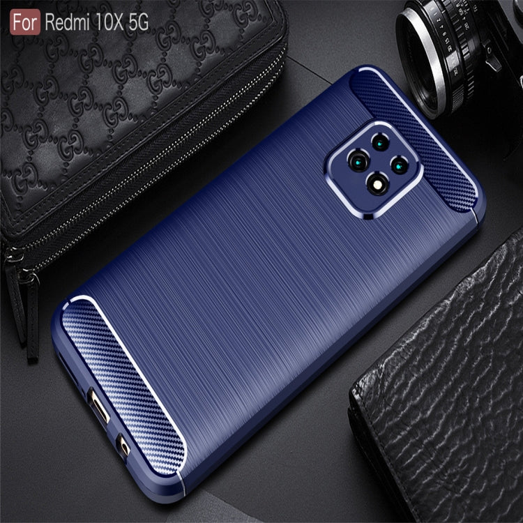 For Xiaomi Redmi 10X 5G Brushed Texture Carbon Fiber Shockproof TPU Case
