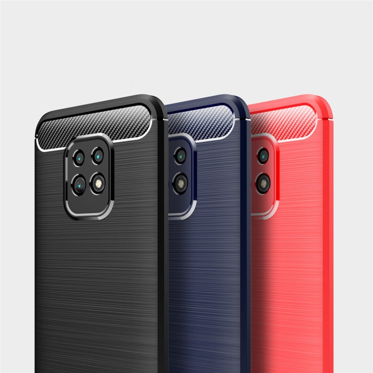 For Xiaomi Redmi 10X Pro 5G Brushed Texture Carbon Fiber Shockproof TPU Case(Red)