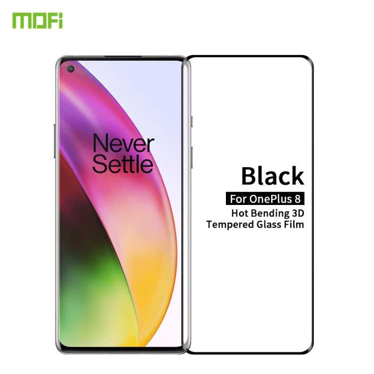 For OnePlus 8 MOFI 9H 3D Explosion Proof Thermal Bending Full Screen Covered Tempered Glass Film(Black)