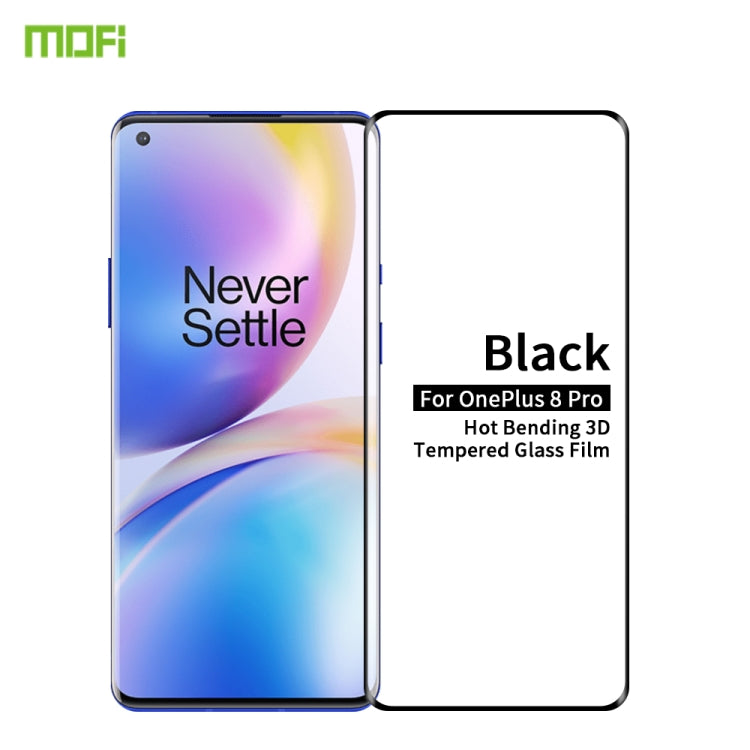For OnePlus 8 Pro MOFI 9H 3D Explosion Proof Thermal Bending Full Screen Covered Tempered Glass Film(Black)