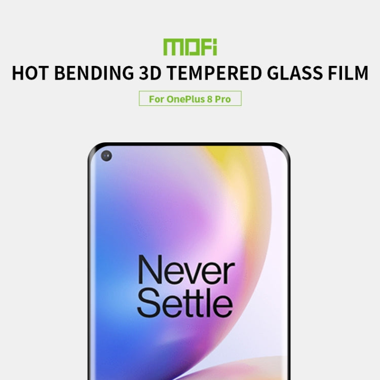 For OnePlus 8 Pro MOFI 9H 3D Explosion Proof Thermal Bending Full Screen Covered Tempered Glass Film(Black)