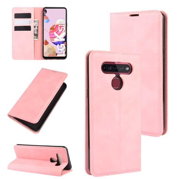 For LG K41S / K51S Retro-skin Business Magnetic Suction Leather Case with Holder & Card Slots & Wallet