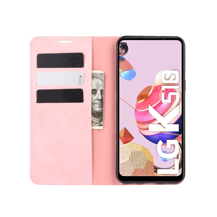 For LG K41S / K51S Retro-skin Business Magnetic Suction Leather Case with Holder & Card Slots & Wallet
