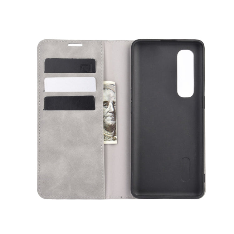 For OPPO Find X2 Pro Retro-skin Business Magnetic Suction Leather Case with Holder & Card Slots & Wallet