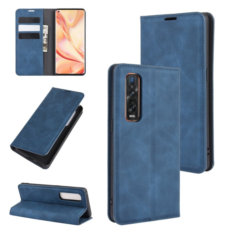 For OPPO Find X2 Pro Retro-skin Business Magnetic Suction Leather Case with Holder & Card Slots & Wallet