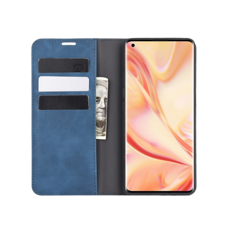 For OPPO Find X2 Pro Retro-skin Business Magnetic Suction Leather Case with Holder & Card Slots & Wallet