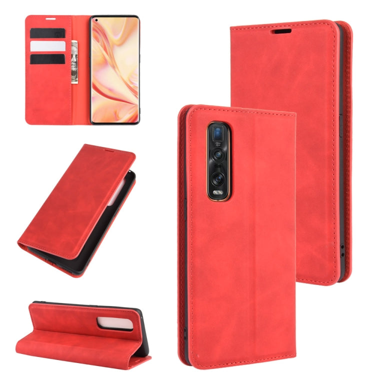 For OPPO Find X2 Pro Retro-skin Business Magnetic Suction Leather Case with Holder & Card Slots & Wallet