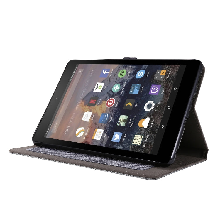 For Amazon Fire HD 8 (2020) Horizontal Flip TPU + Fabric PU Leather Protective Case with Card Slots & Holder