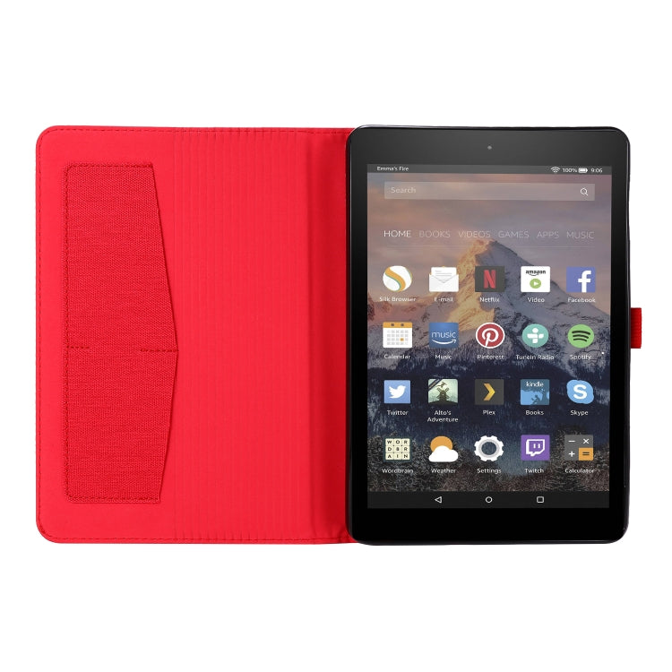 For Amazon Fire HD 8 (2020) Horizontal Flip TPU + Fabric PU Leather Protective Case with Card Slots & Holder