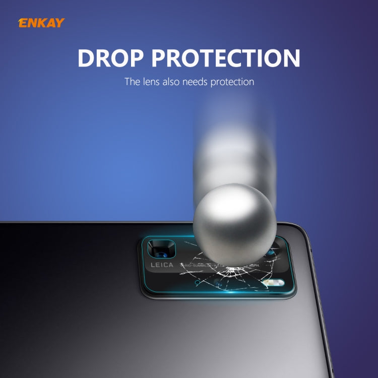 For Huawei P40 Pro 2 PCS Hat-Prince ENKAY 0.2mm 9H 2.15D Round Edge Rear Camera Lens Tempered Glass Film